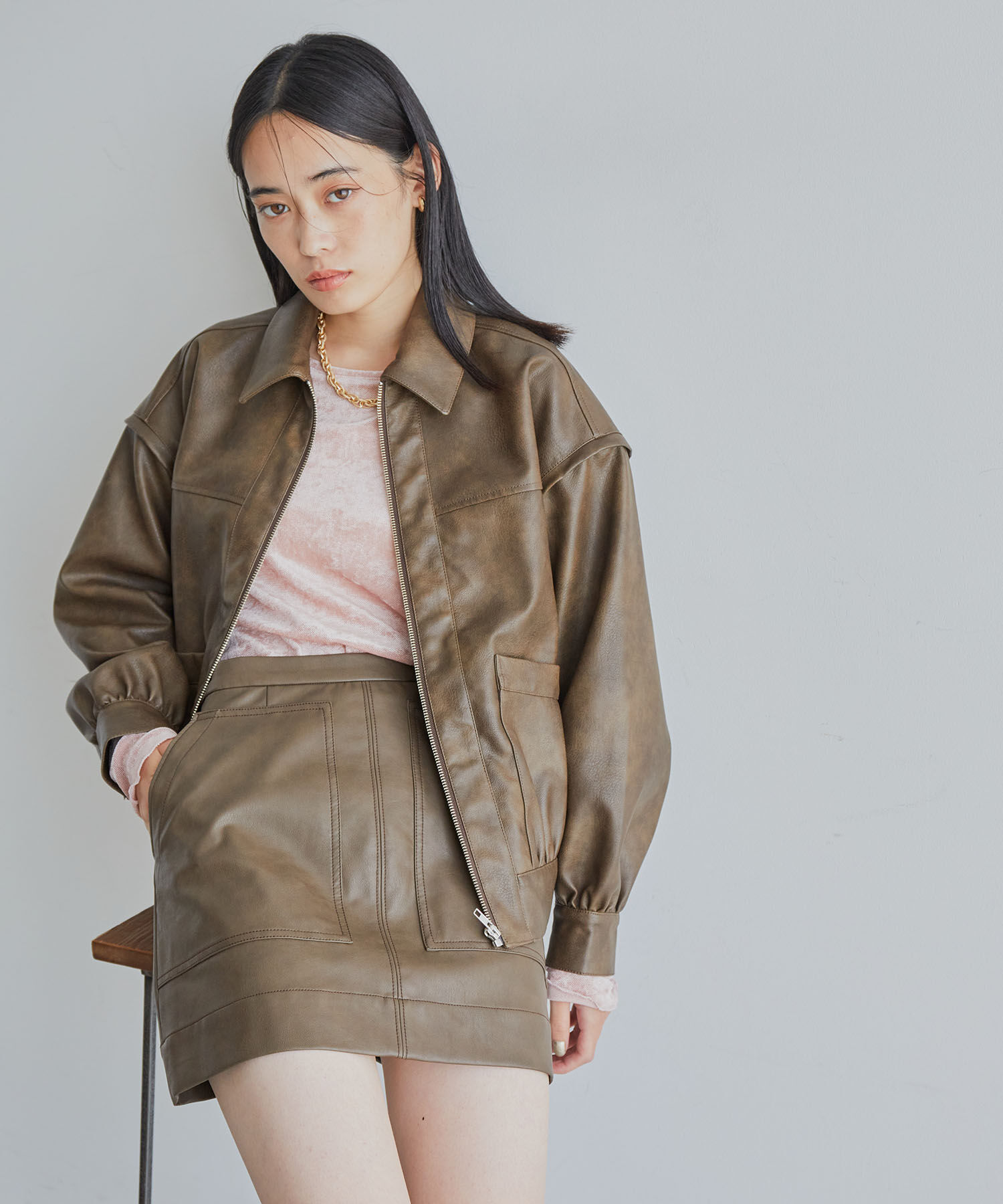 VIS「ヴィンテージライク合皮ミニスカート」|スカート|