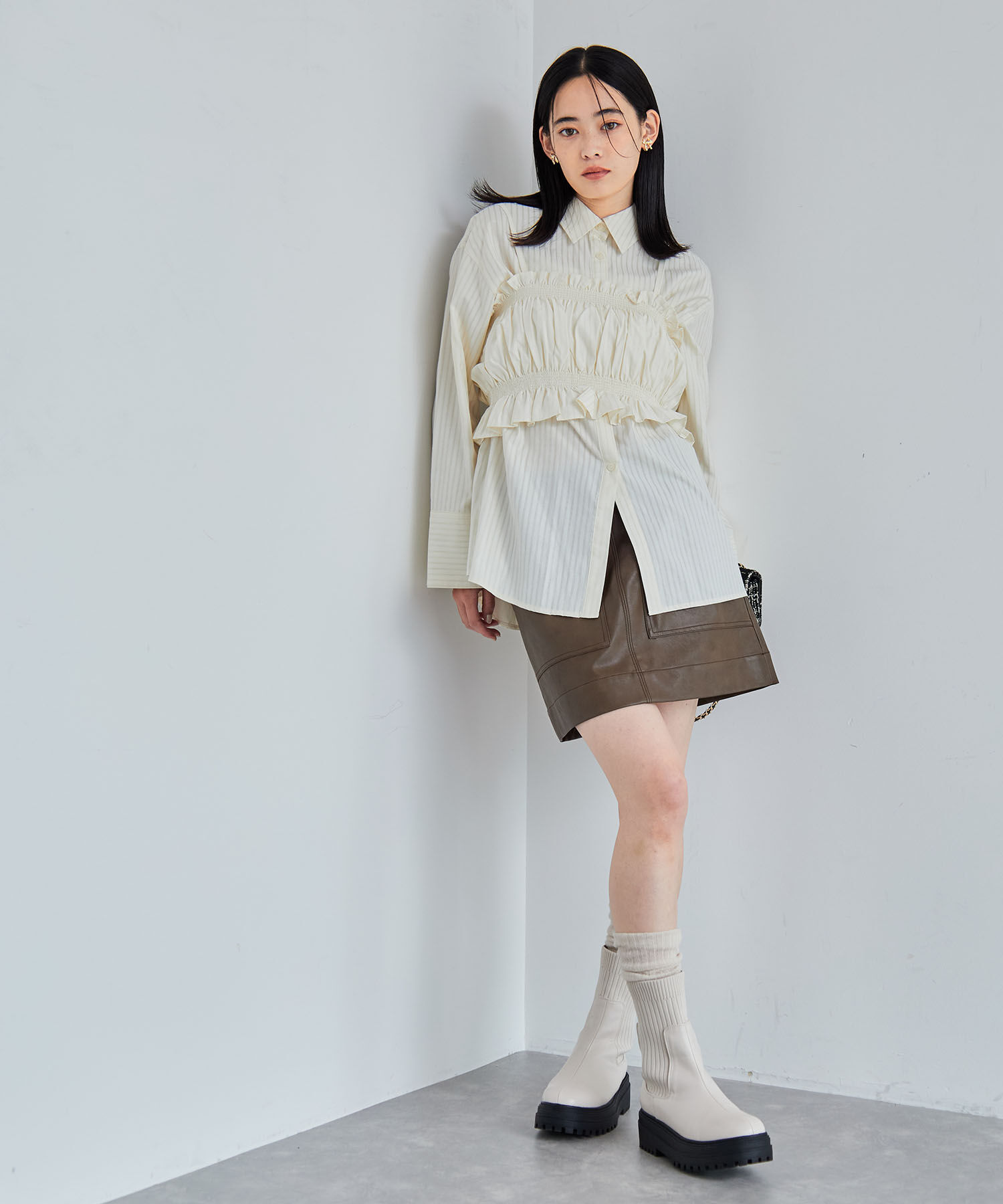 VIS「ヴィンテージライク合皮ミニスカート」|スカート|