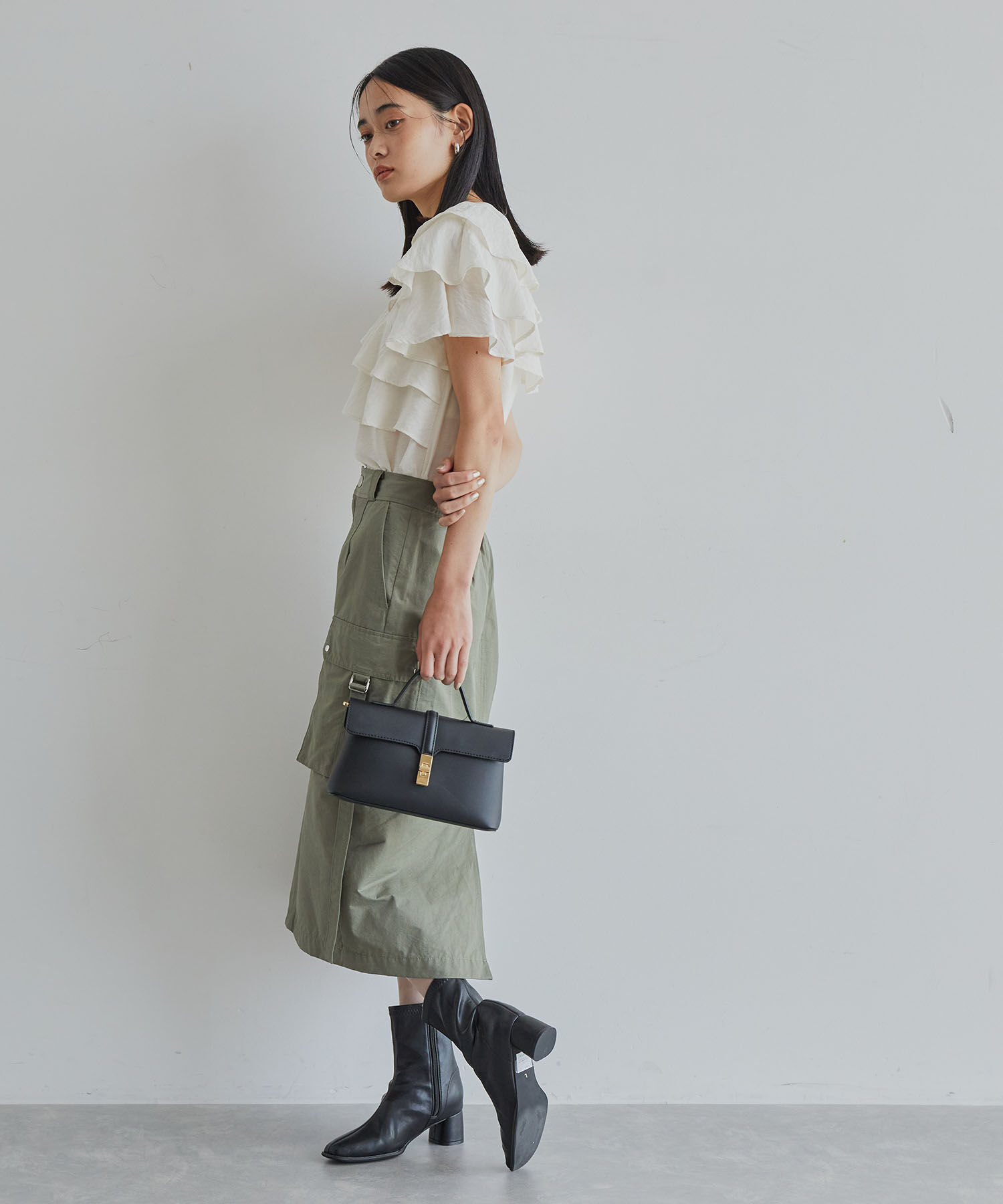 VIS「ミモレ丈ミリタリーカーゴスカート」|スカート|
