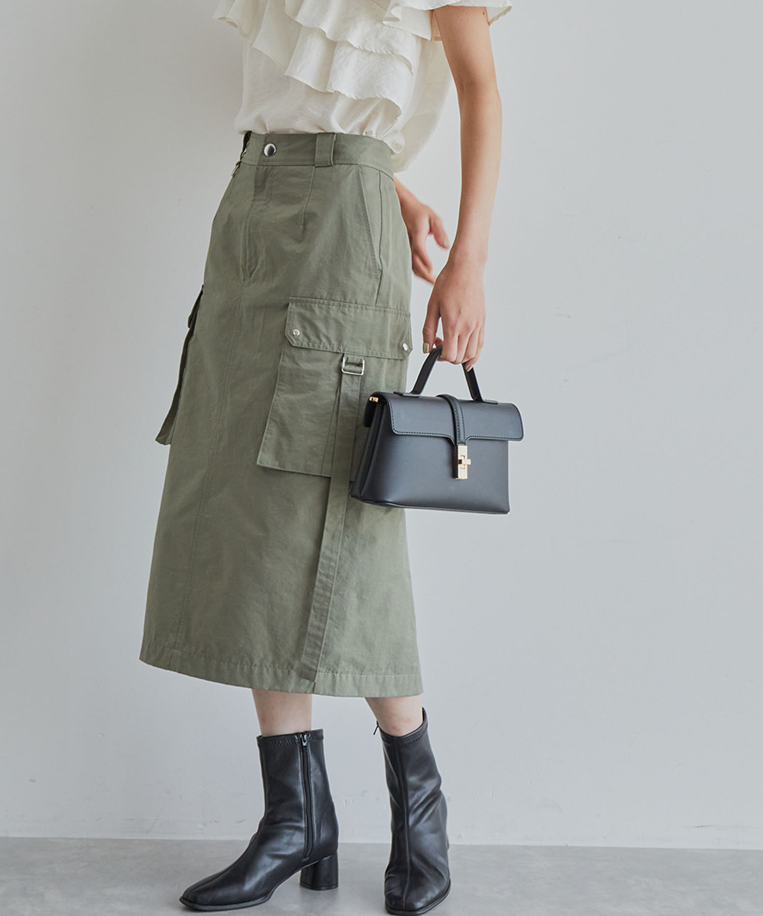 VIS「ミモレ丈ミリタリーカーゴスカート」|スカート|