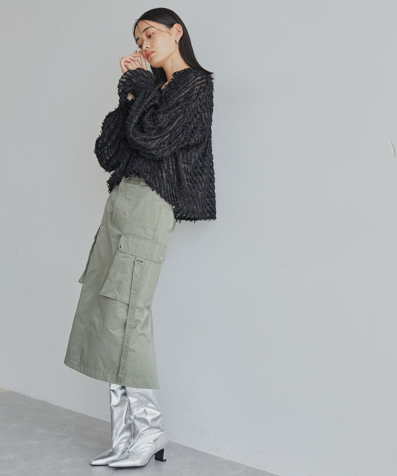 VIS「ミモレ丈ミリタリーカーゴスカート」|スカート|
