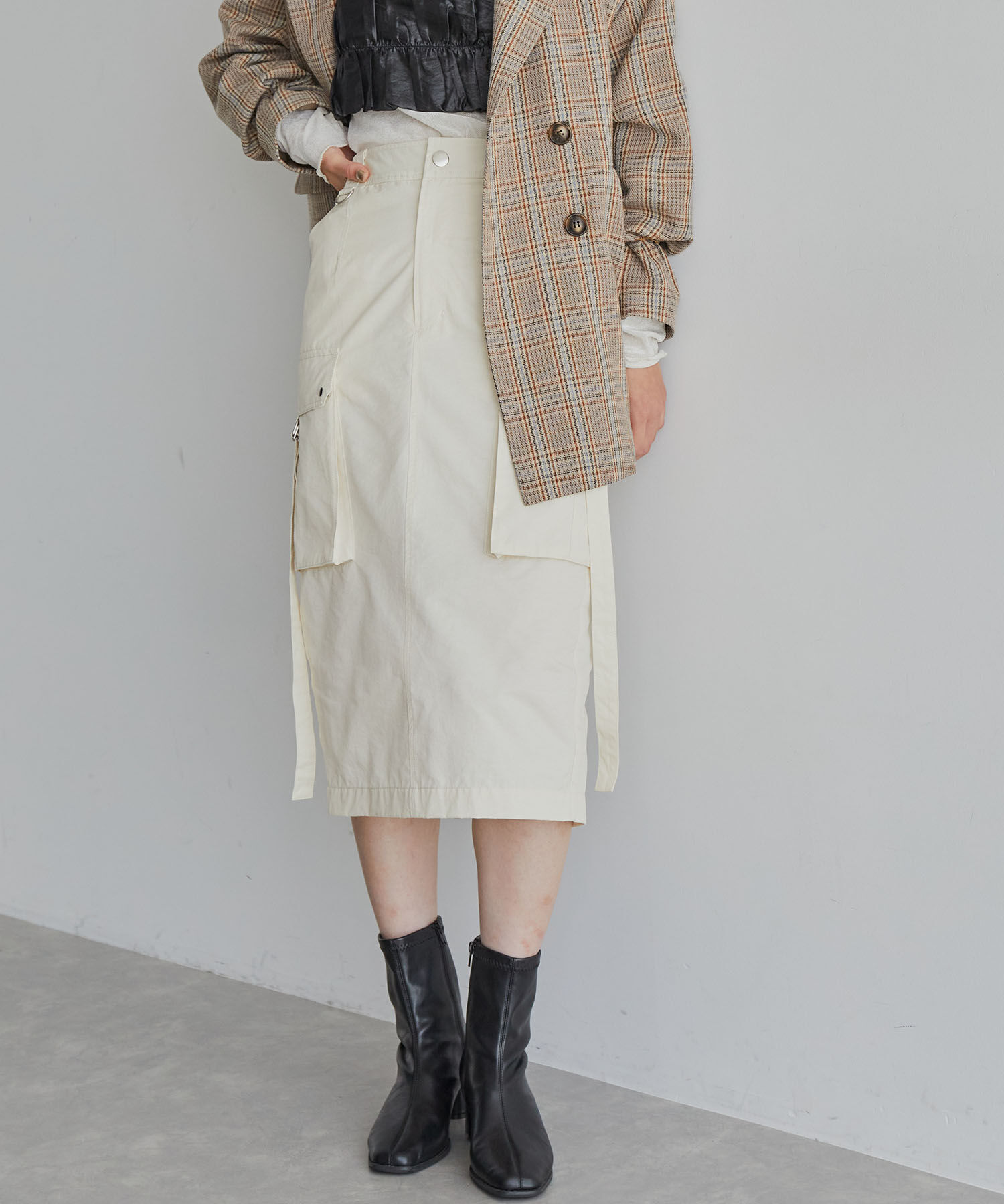 VIS「ミモレ丈ミリタリーカーゴスカート」|スカート|
