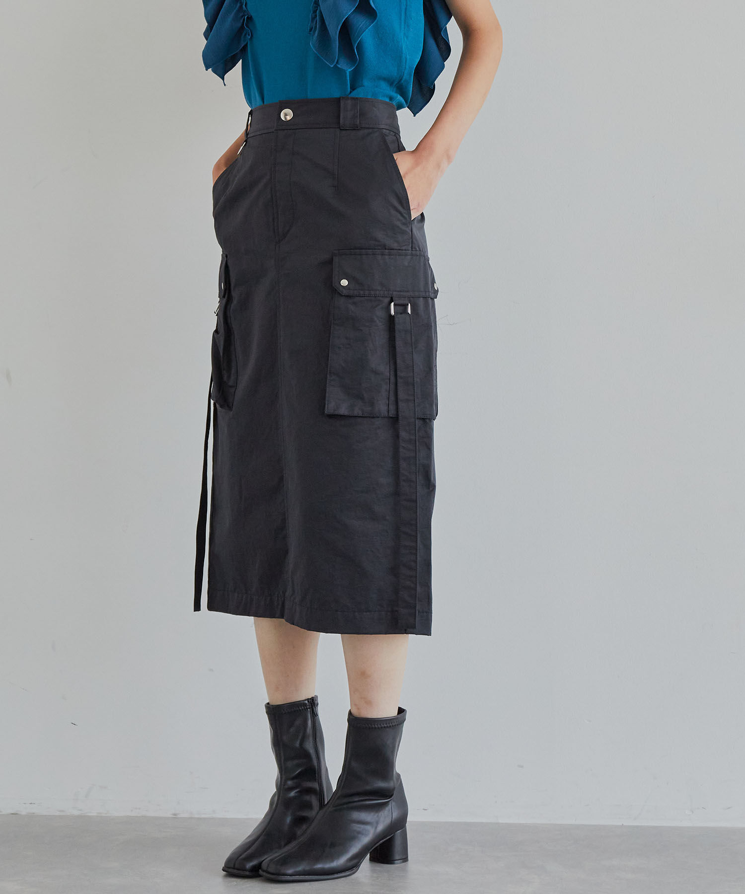 VIS「ミモレ丈ミリタリーカーゴスカート」|スカート|