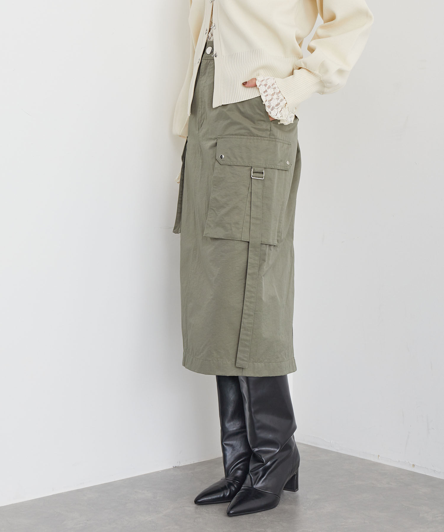 VIS「ミモレ丈ミリタリーカーゴスカート」|スカート|