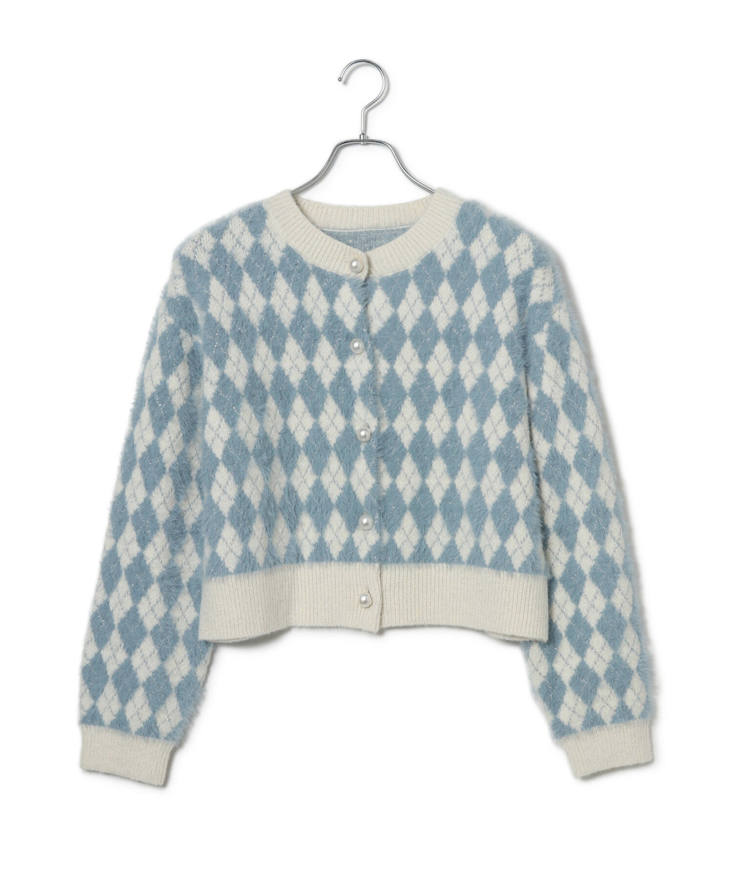 VIS「ミニアーガイル柄ビックパールボタンカーディガン」|カーディガン|