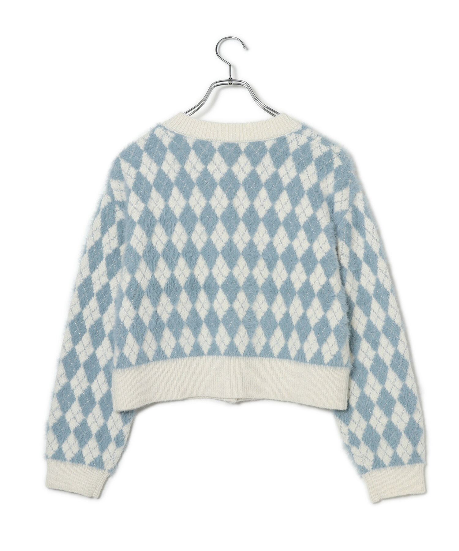 VIS「ミニアーガイル柄ビックパールボタンカーディガン」|カーディガン|