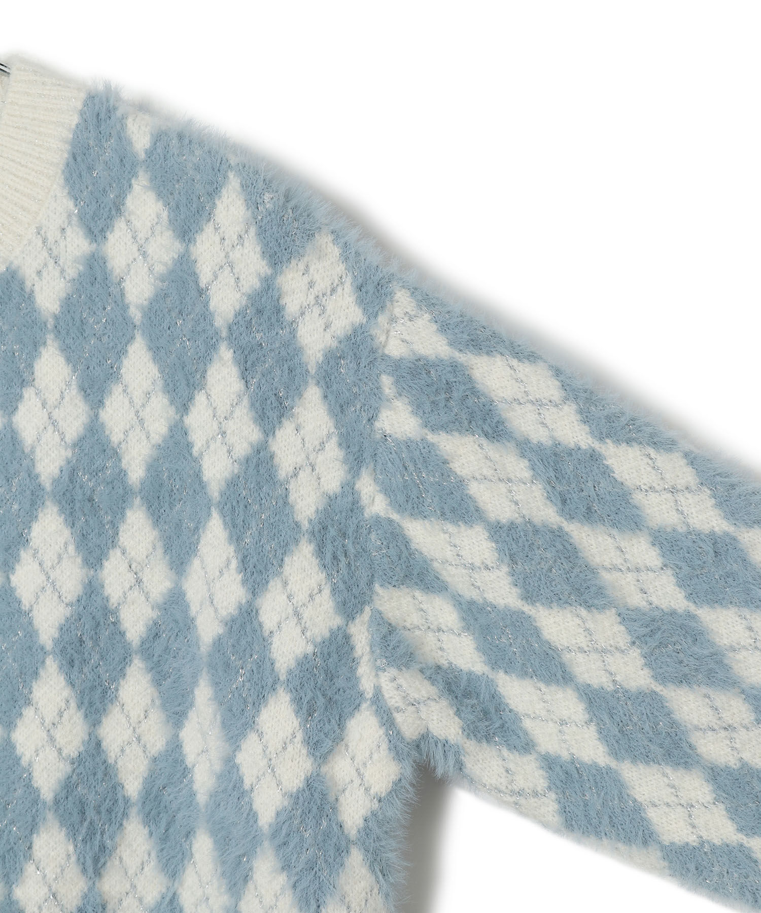 VIS「ミニアーガイル柄ビックパールボタンカーディガン」|カーディガン|