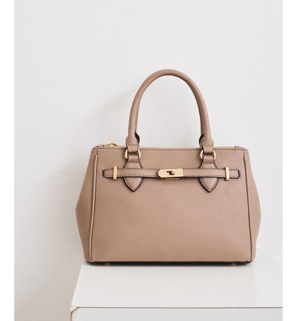 VIS「【新色追加】【2WAY】フロント金具3層トートバッグ」|ショルダー・メッセンジャー|ベージュ