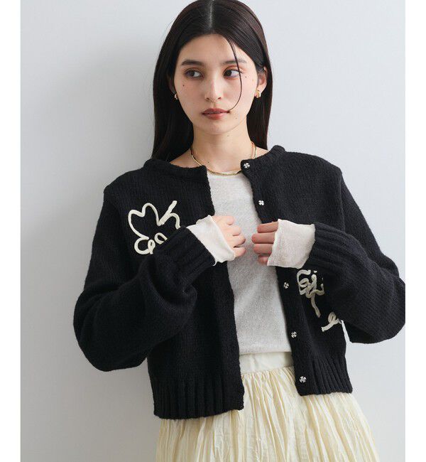 VIS「【WEB限定】刺繍フラワーカーディガン」|カーディガン|
