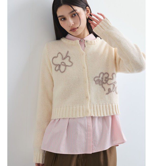 VIS「【WEB限定】刺繍フラワーカーディガン」|カーディガン|
