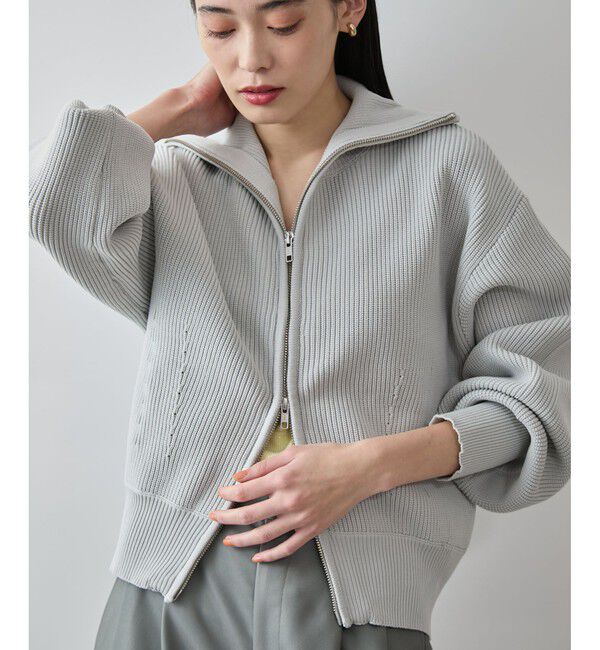 VIS「Wジップハイネックニットカーディガン」|カーディガン|ライトグレー
