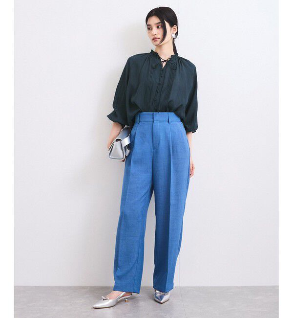 VIS「【洗える】ピンタックスタンドカラーフリルブラウス」|シャツ・ブラウス|