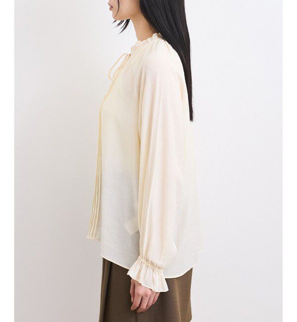 VIS「【洗える】ピンタックスタンドカラーフリルブラウス」|シャツ・ブラウス|