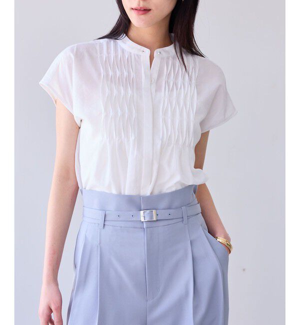VIS「【接触冷感/洗える】気流染めスモッキングブラウス」|シャツ・ブラウス|オフホワイト(15)