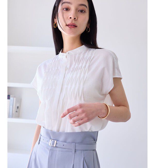 VIS「【接触冷感/洗える】気流染めスモッキングブラウス」|シャツ・ブラウス|