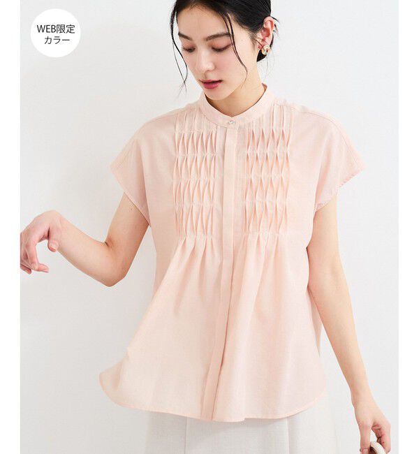 VIS「【接触冷感/洗える】気流染めスモッキングブラウス」|シャツ・ブラウス|ピンク(63)