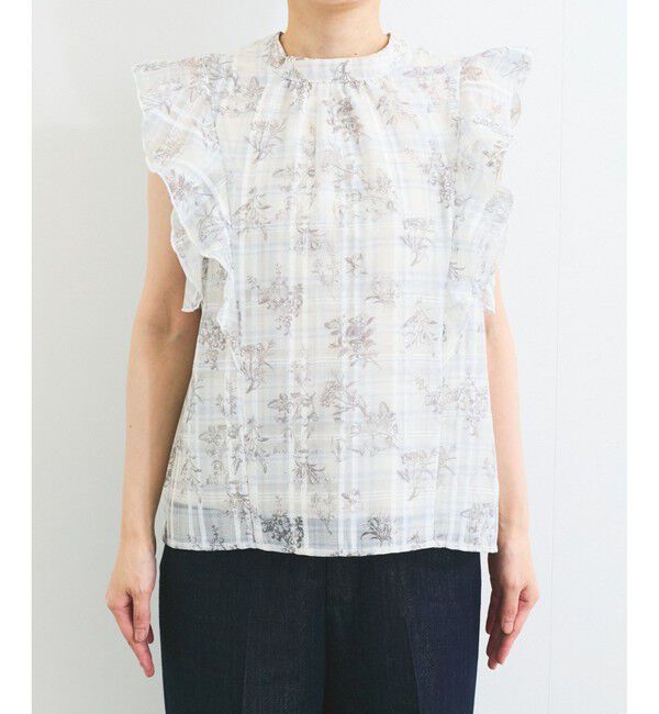 VIS「【洗える】2WAYショルダーシアーチェックブラウス」|シャツ・ブラウス|