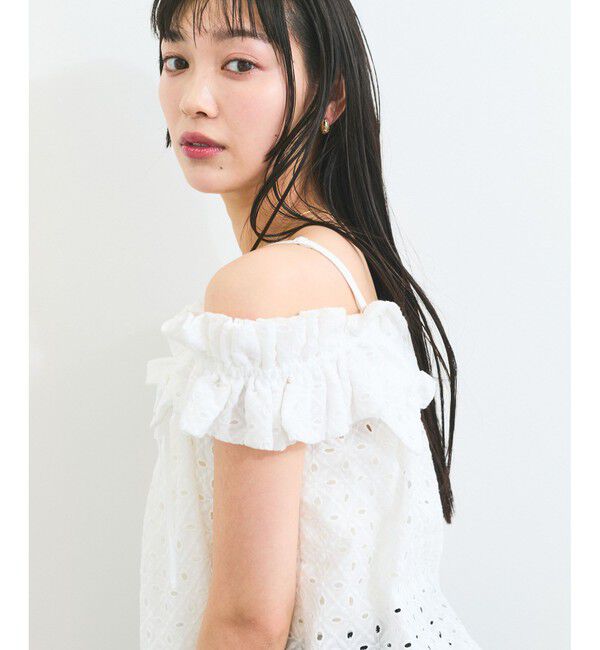 VIS「【2WAY】エンブロイダリーレースショルダーブラウス」|シャツ・ブラウス|