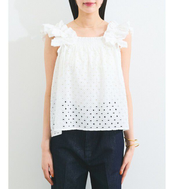 VIS「【2WAY】エンブロイダリーレースショルダーブラウス」|シャツ・ブラウス|