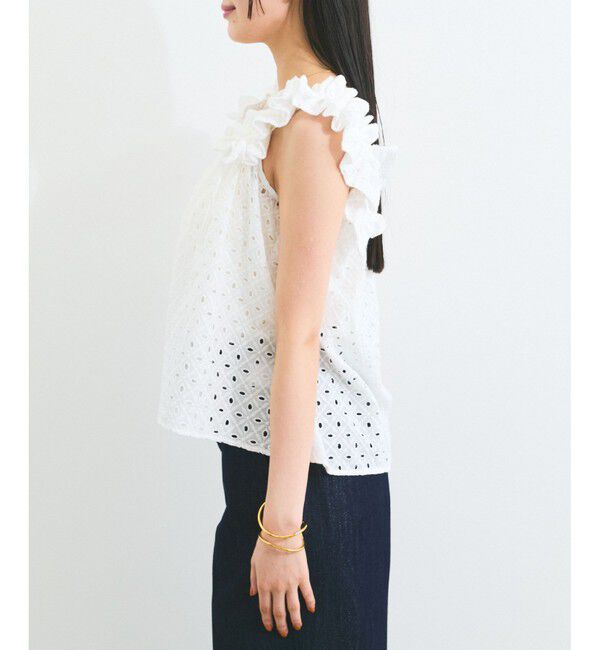 VIS「【2WAY】エンブロイダリーレースショルダーブラウス」|シャツ・ブラウス|
