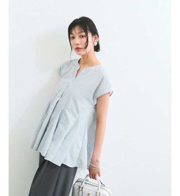 VIS「【防シワ/洗える】スキッパーフレアブラウス」|シャツ・ブラウス|