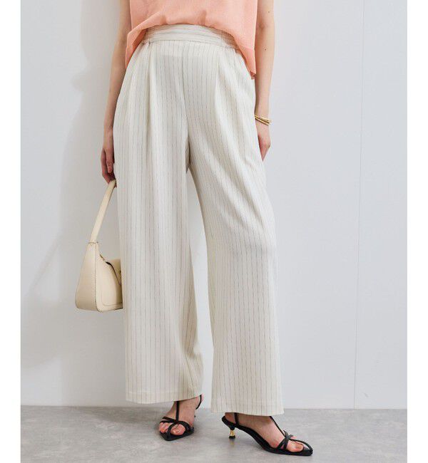 VIS「【接触冷感/UVケア】ピンストライプリラックスワイドパンツ」|チノ|