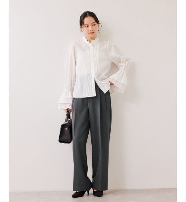 VIS「【美easy】コンフォートストレートワイドパンツ/イージーケア・UVケア・セットアップ対応」|チノ|