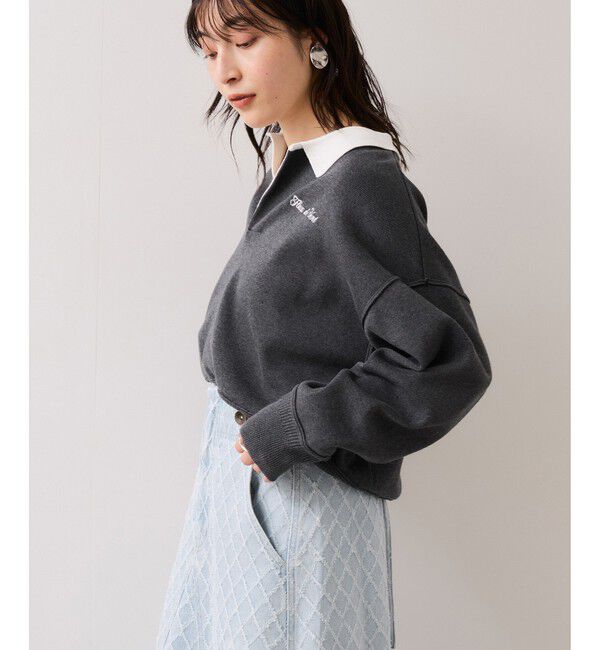 VIS「ワンポイント刺繍ポロニットプルオーバー」|ニット・セーター|