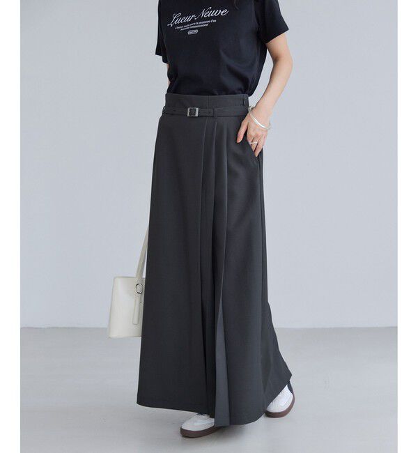 VIS「アシンメトリープリーツスカート」|スカート|チャコール(06)