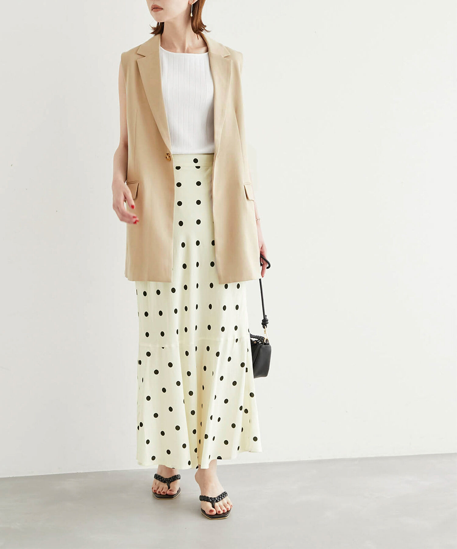 Rope&rsquo;Picnic「ドット/花柄麻混マーメイドスカート」|スカート|