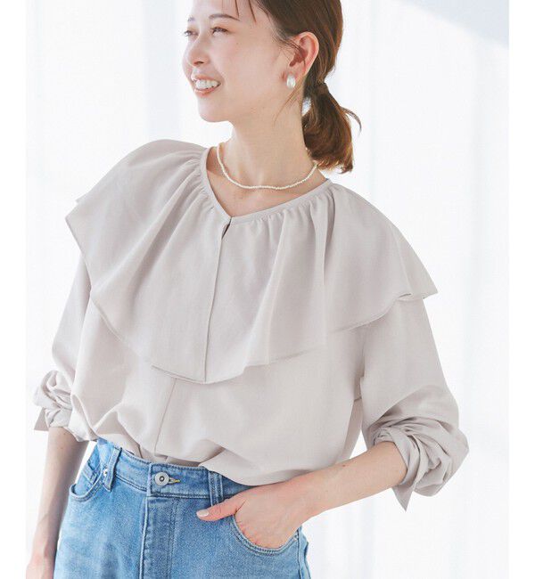 Rope&rsquo;Picnic「フレアカラーブラウス/UVカット・接触冷感・吸水速乾」|シャツ・ブラウス|ピンク