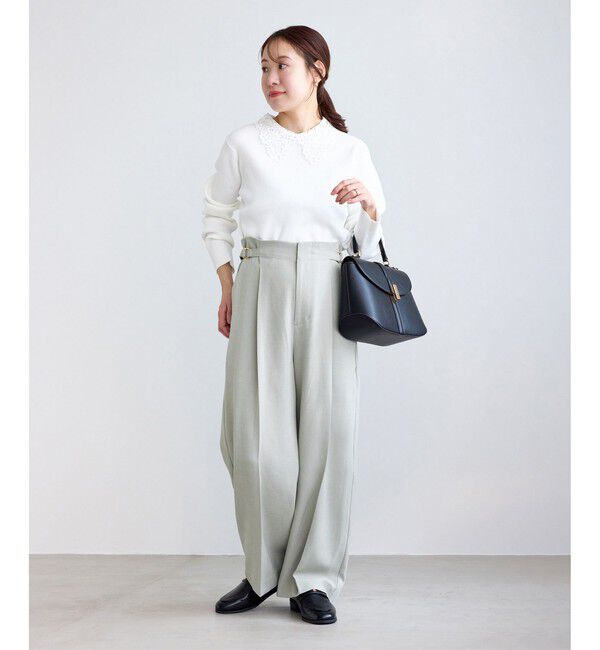 Rope&rsquo;Picnic「【低身長・小柄さんサイズ】クリアツイルワイドパンツ/入卒式・セレモニー・セットアップ対応」|チノ|