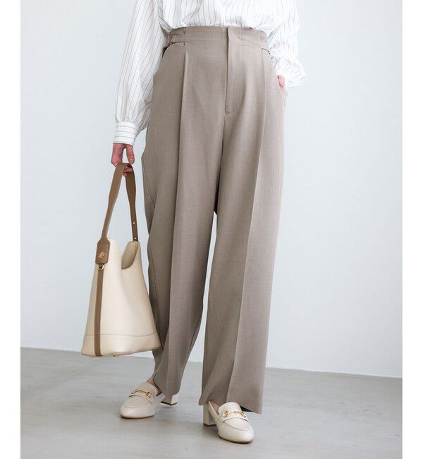 Rope&rsquo;Picnic「【低身長・小柄さんサイズ】クリアツイルワイドパンツ/入卒式・セレモニー・セットアップ対応」|チノ|