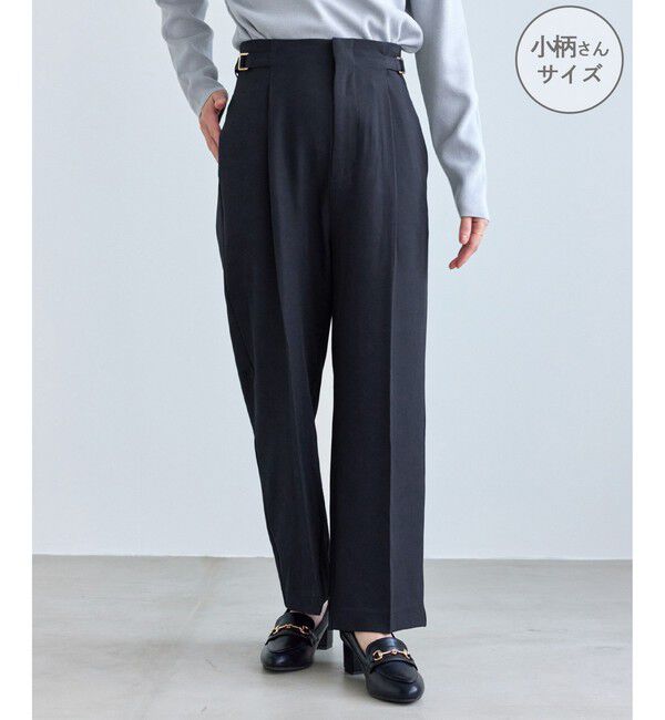 Rope&rsquo;Picnic「【低身長・小柄さんサイズ】クリアツイルワイドパンツ/入卒式・セレモニー・セットアップ対応」|チノ|ネイビー(40)