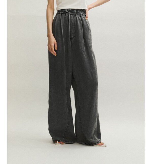 ADAM ET ROPE'「ライトデニムイージーパンツ」|デニム|ブラック(01)