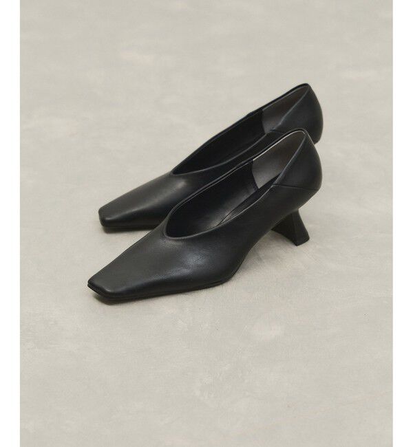ADAM ET ROPE'「変形ヒール甲深パンプス」|パンプス|ブラック(01)