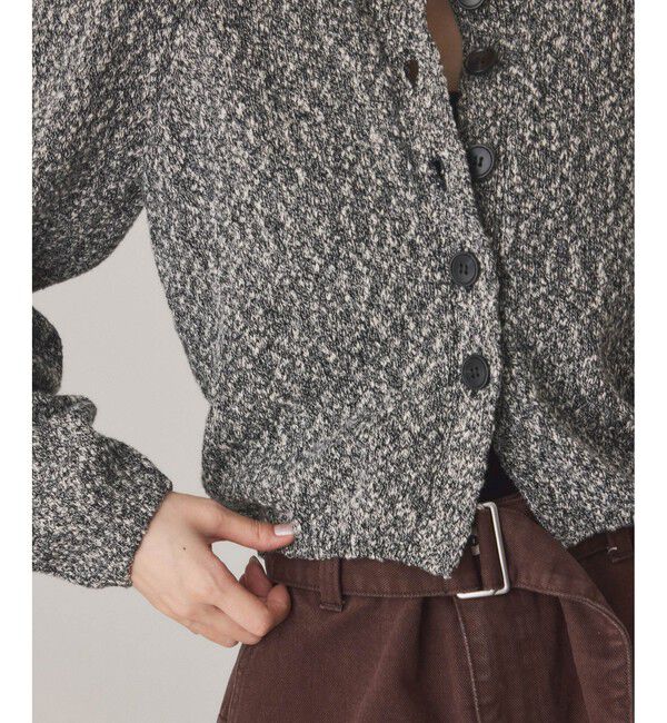 ADAM ET ROPE'「【サステナブル】カラーメランジパフスリーブカーディガン」|カーディガン|