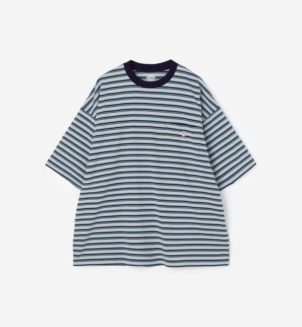 DANTON「DANTON | ボーダー クルーネック 半袖ポケットTシャツ MEN」|Tシャツ・カットソー|BLUE系1