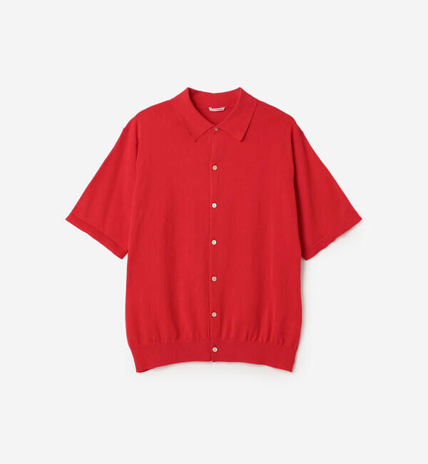  「RYE TENDER | 半袖 ニットシャツ MEN」|ポロシャツ|RED