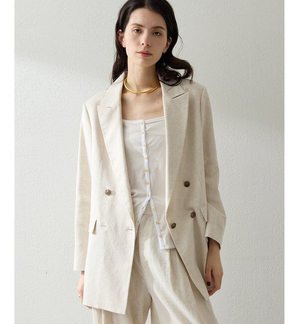 THE PAUSE「【THE PAUSE】コットンリネンダブルジャケット」|テーラードジャケット|ベージュ