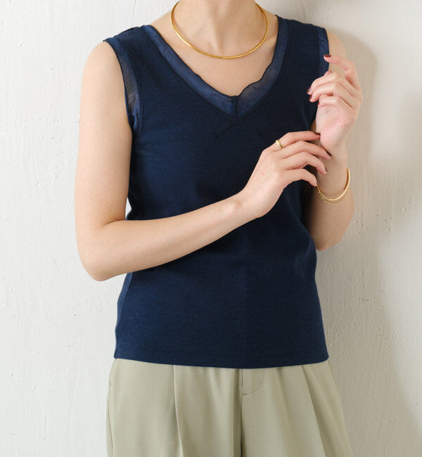  「Vネックタンクトップ」|Tシャツ・カットソー|ネイビー