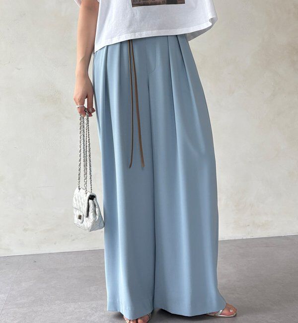  「【累計販売数3万枚突破/21色4サイズ展開！】タックワイドパンツ」|チノ|