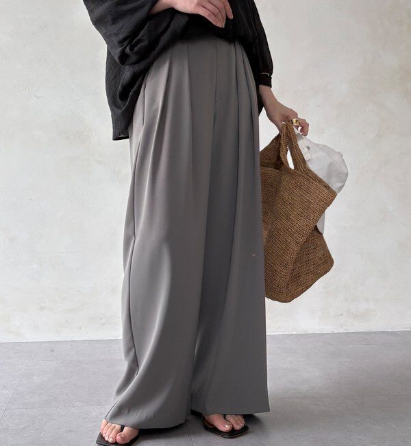  「【累計販売数3万枚突破/21色4サイズ展開！】タックワイドパンツ」|チノ|