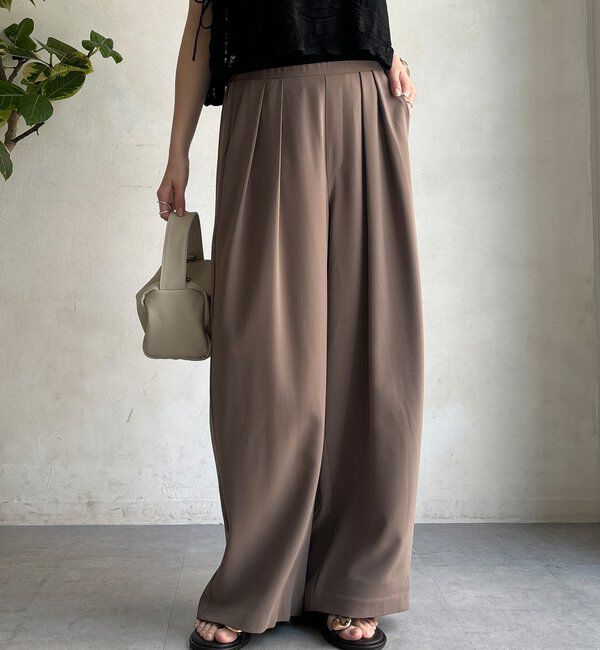  「【累計販売数3万枚突破/21色4サイズ展開！】タックワイドパンツ」|チノ|