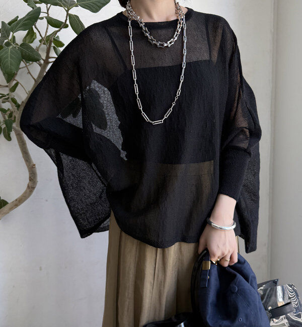  「ストローヤーンポンチョニット」|ニット・セーター|