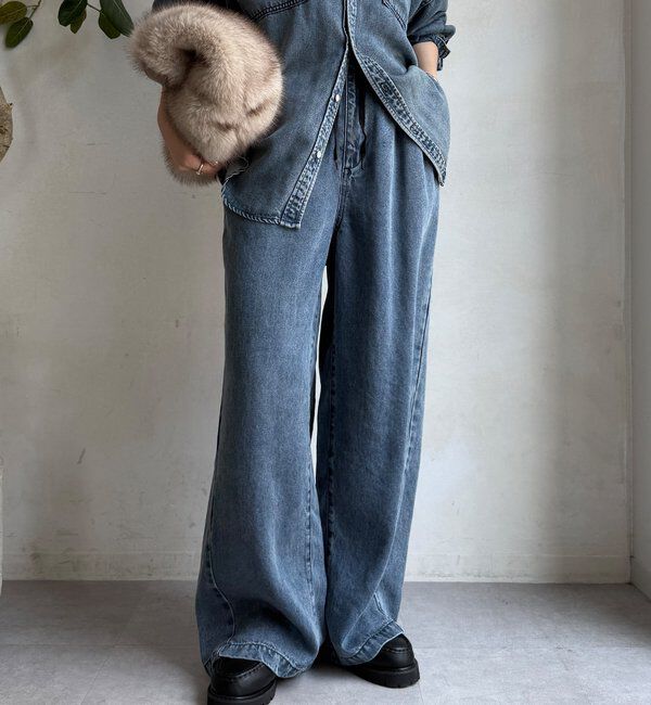  「リヨセルデニムワイドパンツ」|デニム|