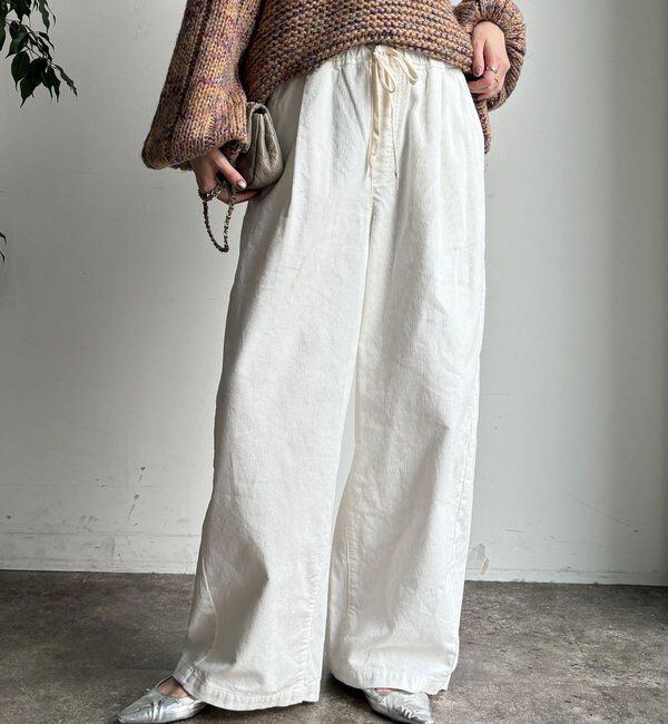  「コーデュロイワイドイージーパンツ」|チノ|オフホワイト