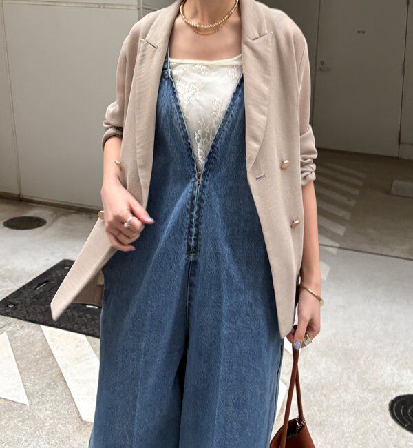  「深Vデニムサロペット」|ワンピース|