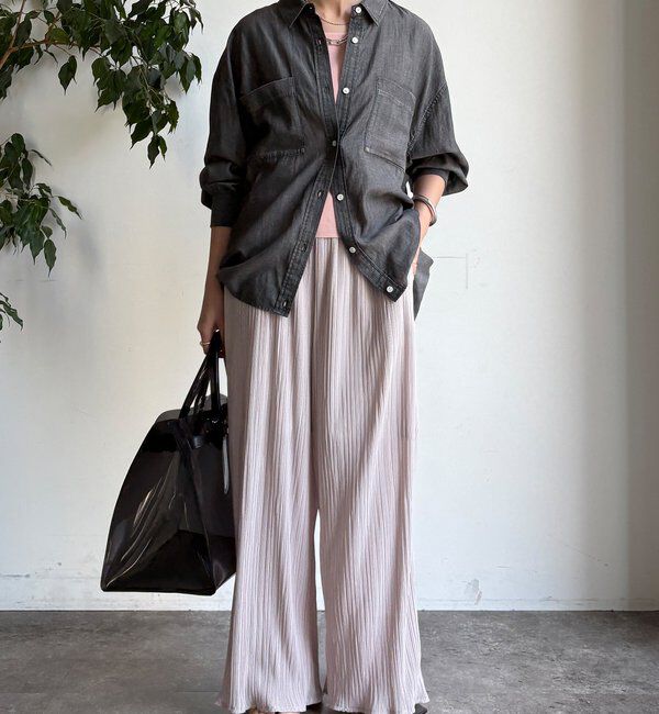  「【WEB限定】ランダムリブワイドパンツ」|チノ|