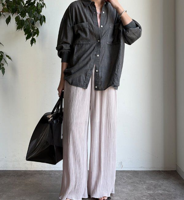  「【WEB限定】ランダムリブワイドパンツ」|チノ|